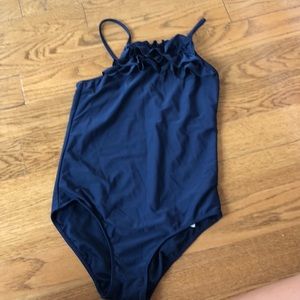 Abercrombie kids navy swim suit w/ ruffles